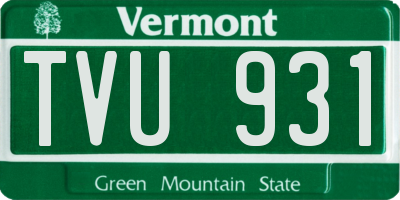 VT license plate TVU931