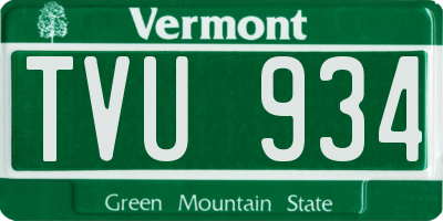 VT license plate TVU934
