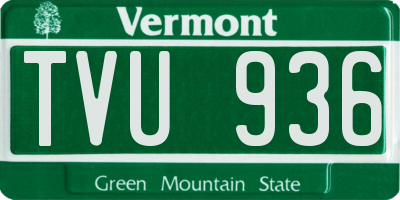 VT license plate TVU936