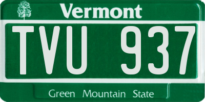 VT license plate TVU937