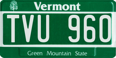 VT license plate TVU960