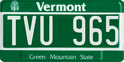 VT license plate TVU965