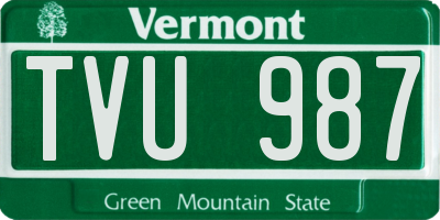 VT license plate TVU987