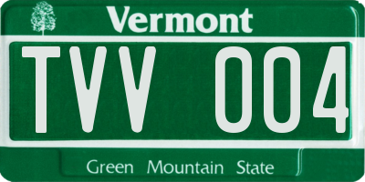 VT license plate TVV004