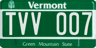 VT license plate TVV007