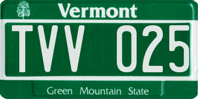 VT license plate TVV025