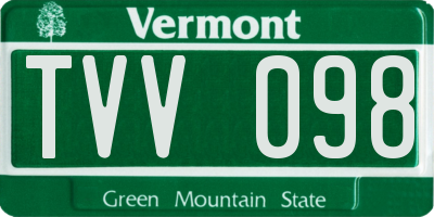 VT license plate TVV098