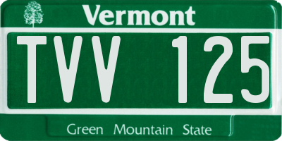 VT license plate TVV125