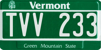 VT license plate TVV233