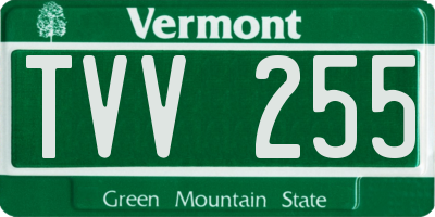 VT license plate TVV255