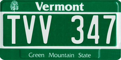 VT license plate TVV347