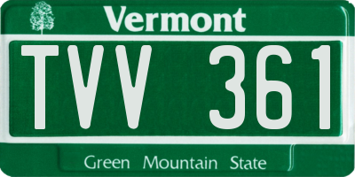 VT license plate TVV361