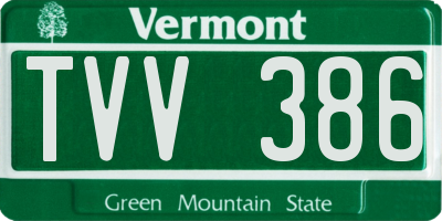 VT license plate TVV386