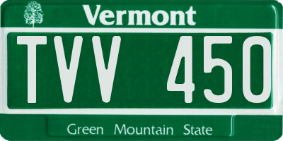 VT license plate TVV450