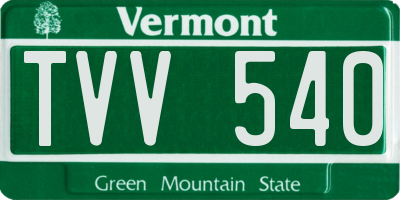 VT license plate TVV540