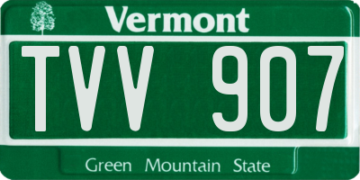 VT license plate TVV907