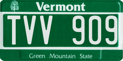 VT license plate TVV909