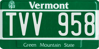 VT license plate TVV958