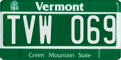 VT license plate TVW069