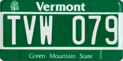 VT license plate TVW079