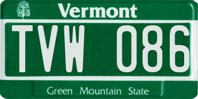 VT license plate TVW086