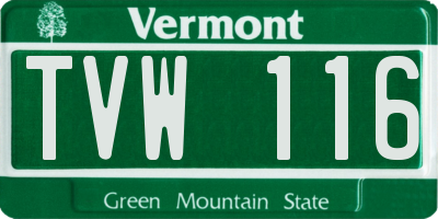 VT license plate TVW116