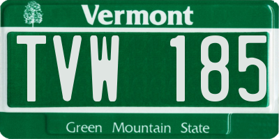 VT license plate TVW185