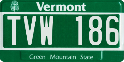 VT license plate TVW186