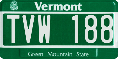 VT license plate TVW188