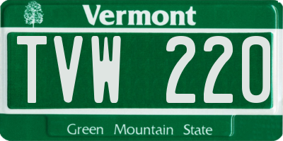 VT license plate TVW220