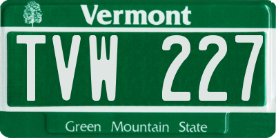VT license plate TVW227