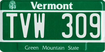 VT license plate TVW309