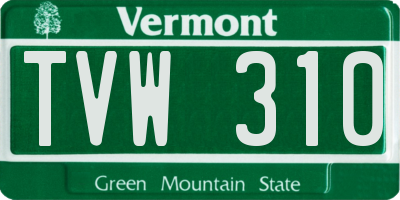 VT license plate TVW310