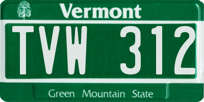 VT license plate TVW312
