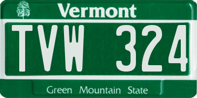 VT license plate TVW324