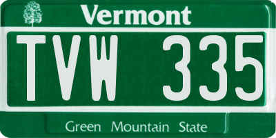 VT license plate TVW335