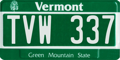 VT license plate TVW337