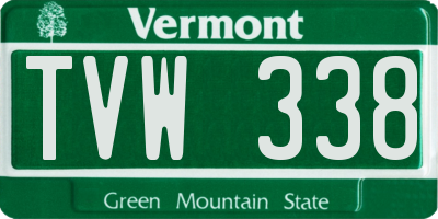VT license plate TVW338