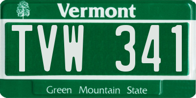 VT license plate TVW341