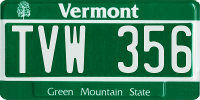 VT license plate TVW356