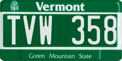 VT license plate TVW358