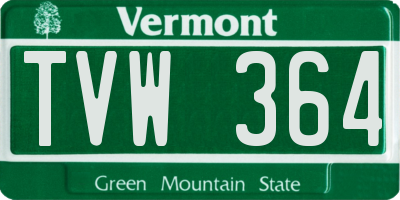 VT license plate TVW364