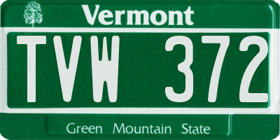 VT license plate TVW372