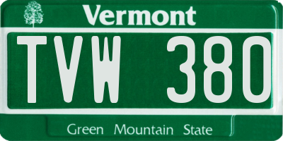 VT license plate TVW380