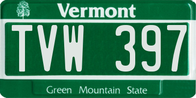 VT license plate TVW397