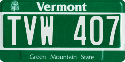 VT license plate TVW407