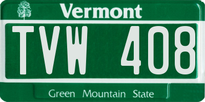 VT license plate TVW408