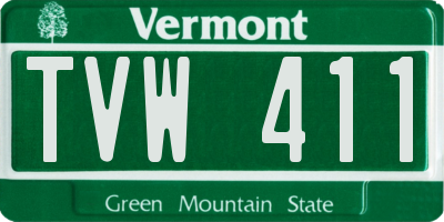 VT license plate TVW411