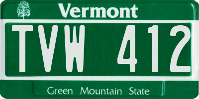 VT license plate TVW412