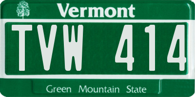VT license plate TVW414